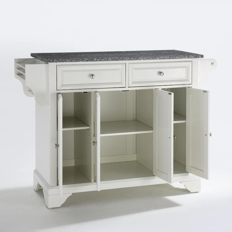 Crosley LaFayette Solid Granite Top Kitchen Island in White Finish - 18d x 51.5w x 36h