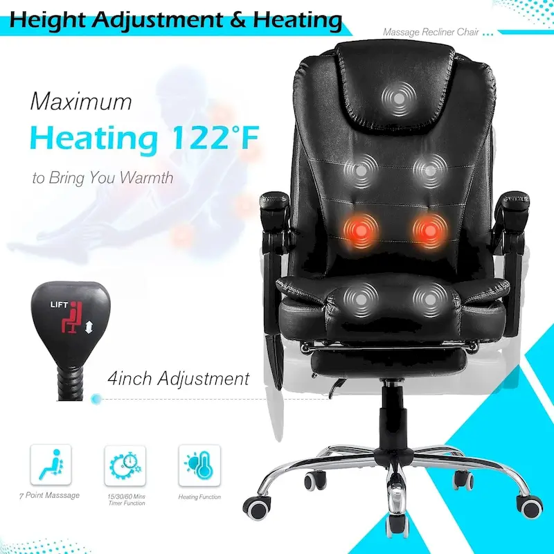 AECOJOY Heated Executive Office Chair w/ Massage &Adjustable Height