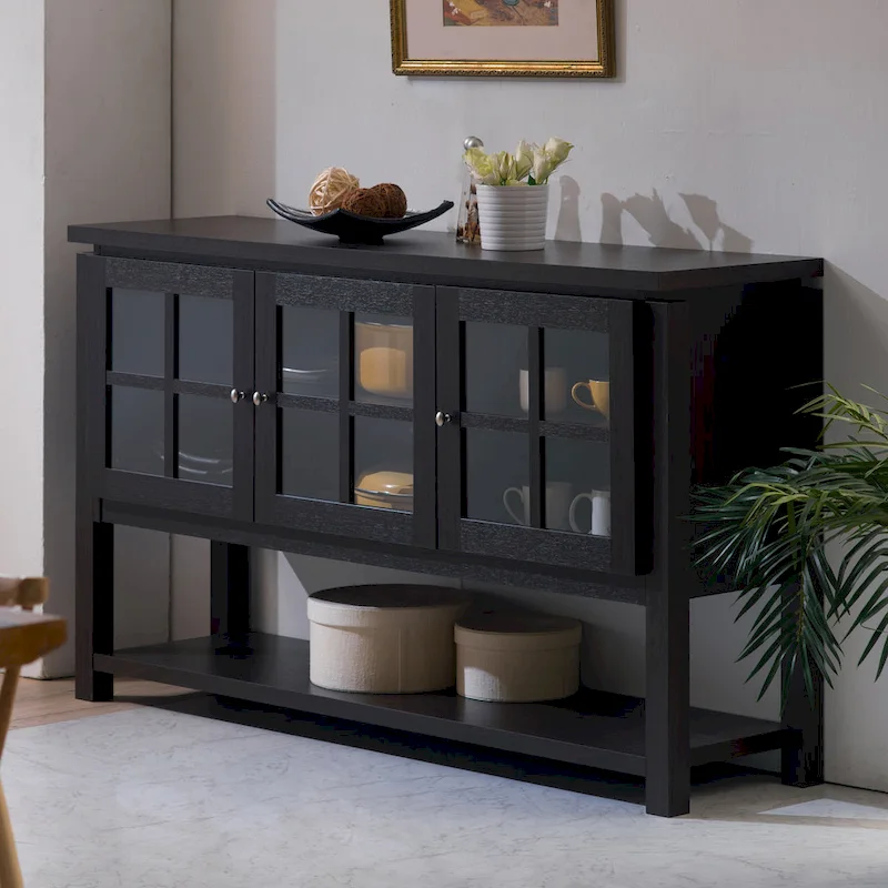 DH BASIC Modern Farmhouse 59 Windowpane Cabinet Buffet by Denhour