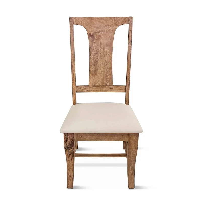 Mango Wood Upholstered Dining Chairs, Set of 2 - N/A