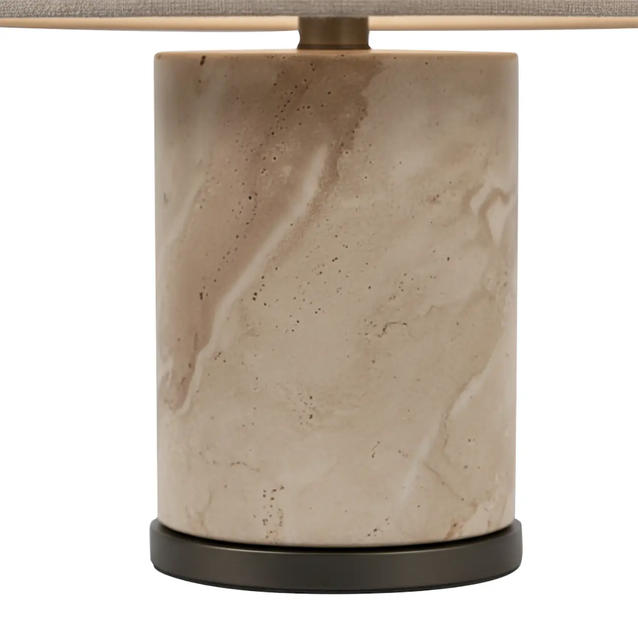 Modern Yellow Travertine Table Lamp with Fabric Shade