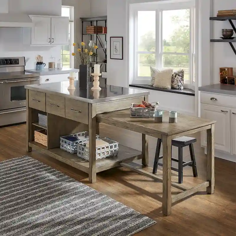 Tali Reclaimed Look Extendable Kitchen Island by iNSPIRE Q Classic