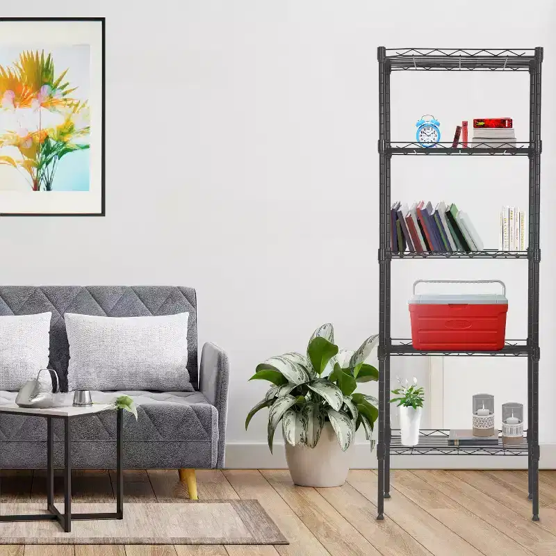 FDW 5-Tire Wire Shelving Unit Heavy Duty Storage Rack Metal Shelf Garage Organizer Wire Rack
