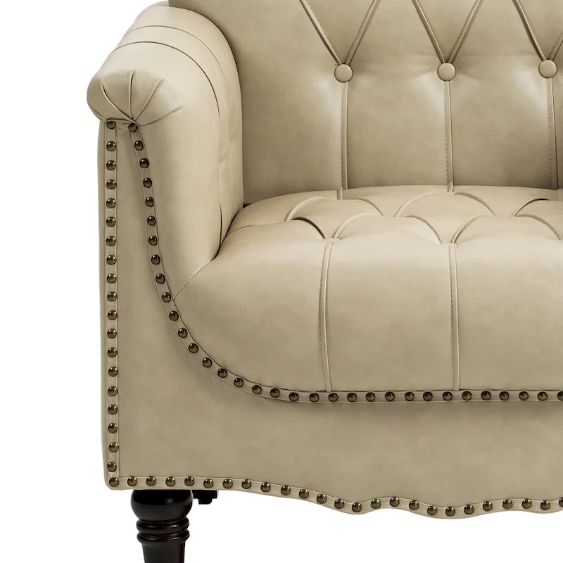 Tufted Vegan Leather Accent Chair Upholstered Armchair