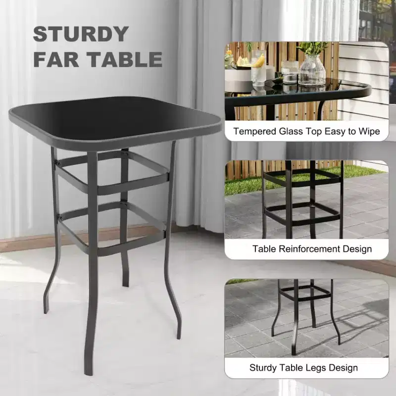 360 Swivel Patio Bar Stools Set of 2, High Back Outdoor Counter Height Chairs with Armrests, All-Weather Metal Frame for Deck, Lawn, Gardenniu