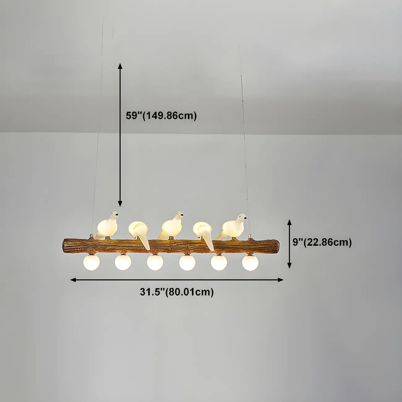Rustic Wood LED Bird Island Chandelier