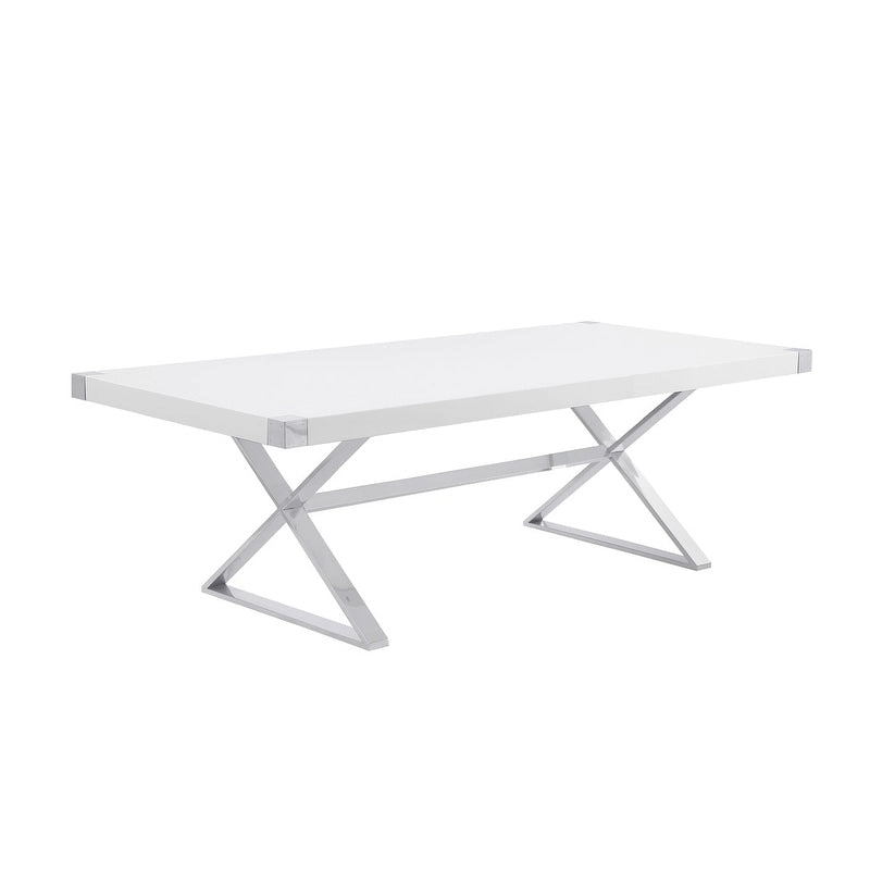 Best Quality Furniture D440-3 Dining Table with Smooth White Lacquer Wood Top Dining Table