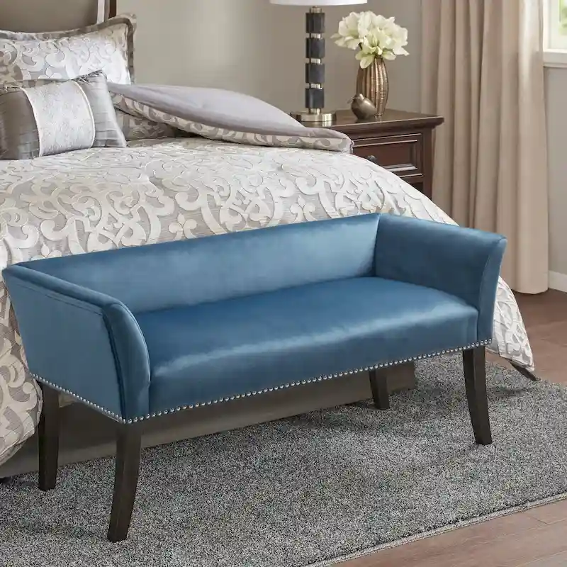 49.5 Upholstered Bench with Back & Wood Legs
