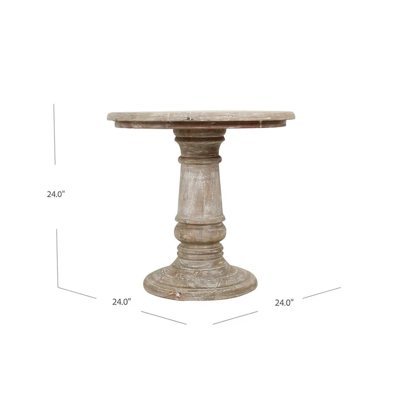 Kafe Natural Mango Wood Round Side Table by East at Main