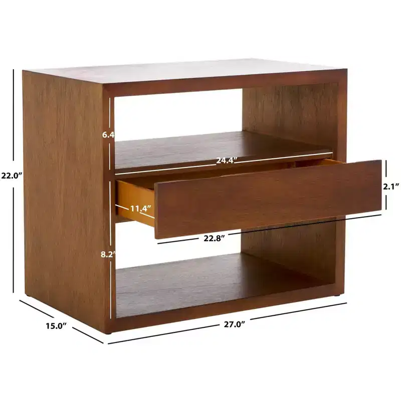 Munson 2 Shelf 1 Drawer Nightstand - NST6603 - Safavieh