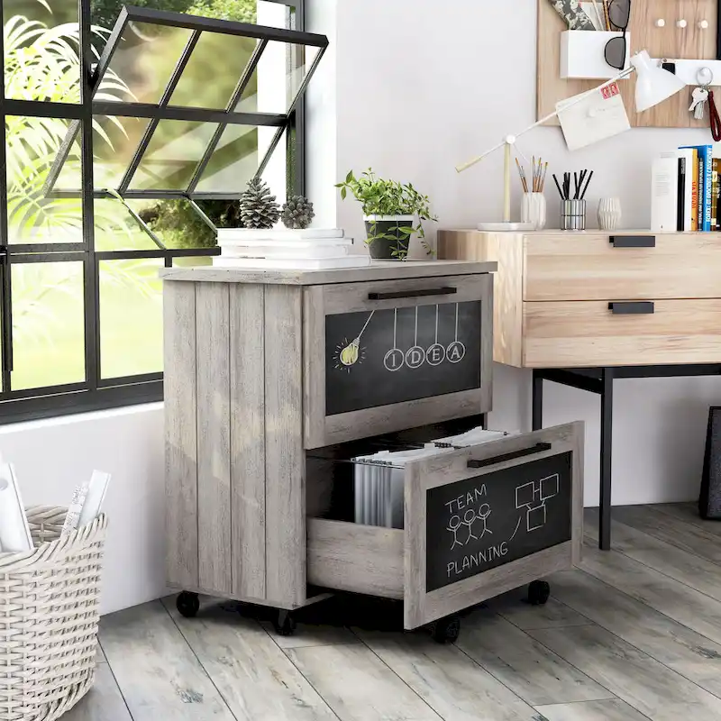 DH BASIC Rustic Grey 2-Drawer File Cabinet by Denhour