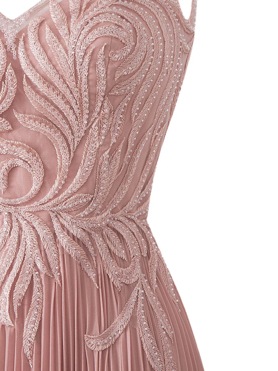 Dark Green A-line V-neck Chiffon Prom Dress