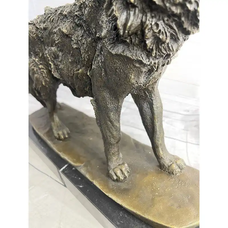 Extra Large Wild Animal Life Wolf Dog Bronze Sculpture Hot Cast Marble Figurine