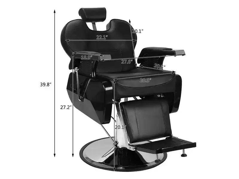 Karl Home Black Classical Style Heavy Duty Hydraulic Reclining Barber Chair