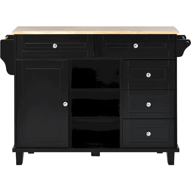 52.8 in. Rolling Kitchen Island with Storage and 5 Drawers