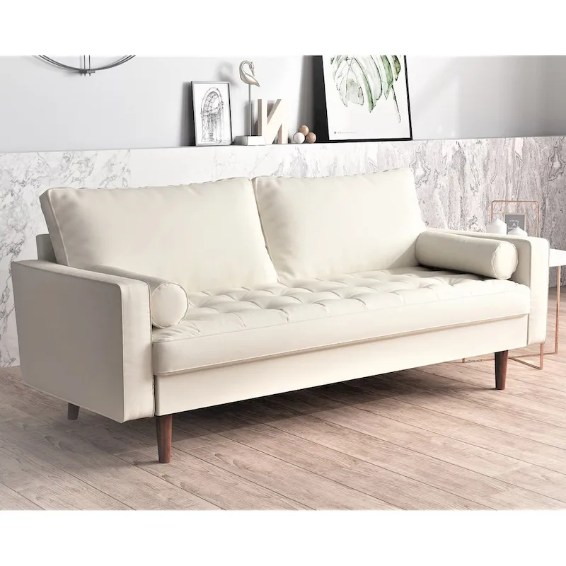 US Pride Faux Leather Mid-century Modern Sofa