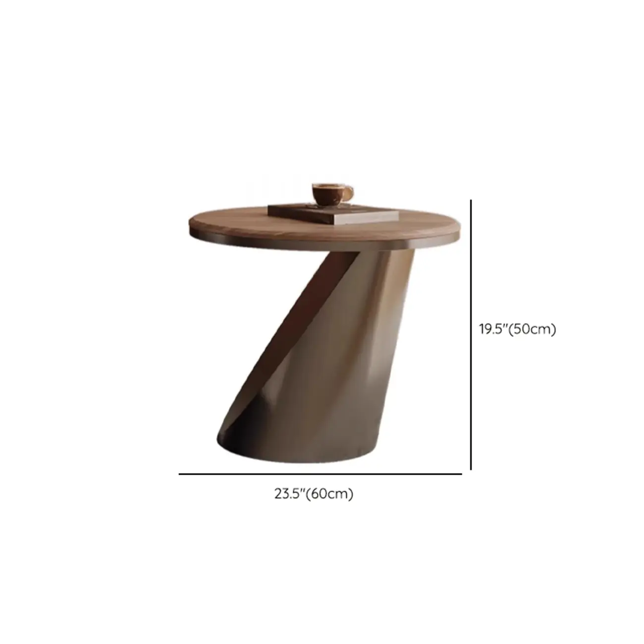 Brown 2 Drawers Elegant Round Wood Coffee Table