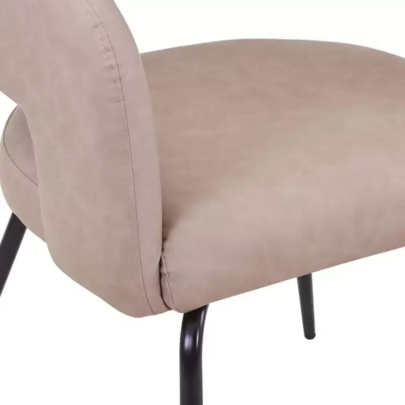 LeisureMod Dining Chair Upholstered in Velvet/Leather with Open Curved Backrest and Powder-Coated Iron Legs Gavin Collection Set of 2