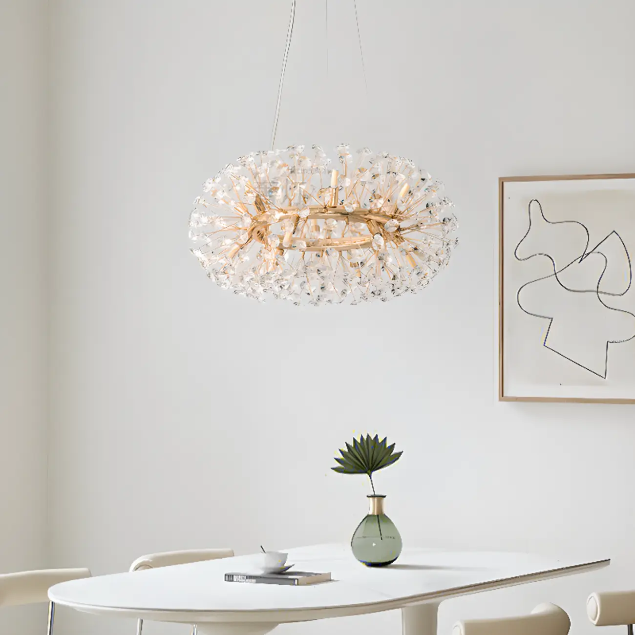 Luxury Crystal Round Chandelier with Geometric Design