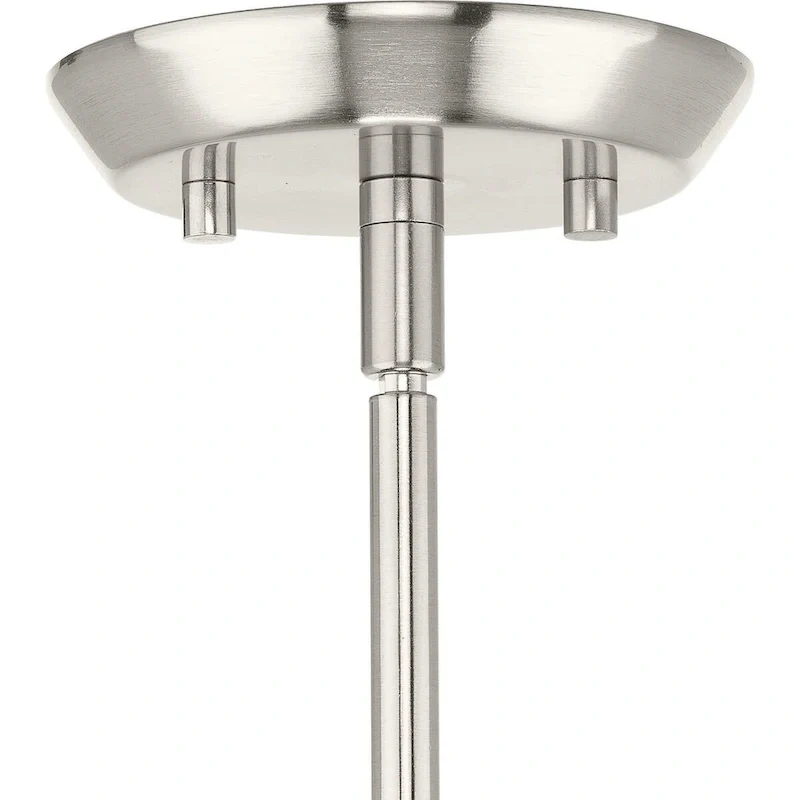 Clarion Collection One-Light Brushed Nickel Etched White Transitional Pendant - 9 in x 9 in x 11.37 in