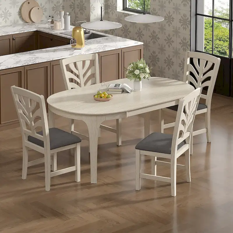 VECELO 5/7 Piece Dining Table Set Consist of an Oval Dining Room Table