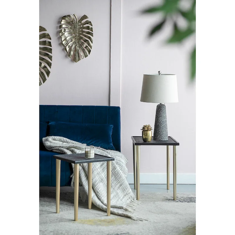 A&B Home Two Tone Nesting Side Tables - Set of 3 - Black/Gold