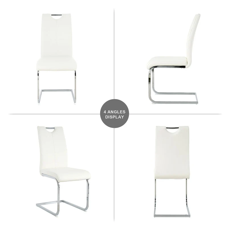 Set of 6,Dining Chairs with Faux Leather Padded Seat Upholstered with Chrome Metal Legs Side Chairs