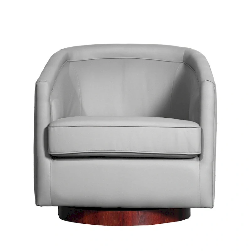 Barrel Accent Chair with 360 Swivel Vinyl Wrapped Base