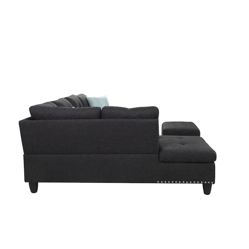 Alger 98-inch Wide Left Hand Facing Sofa with Chaise and Ottoman - 98 W x 71 D x 33 H