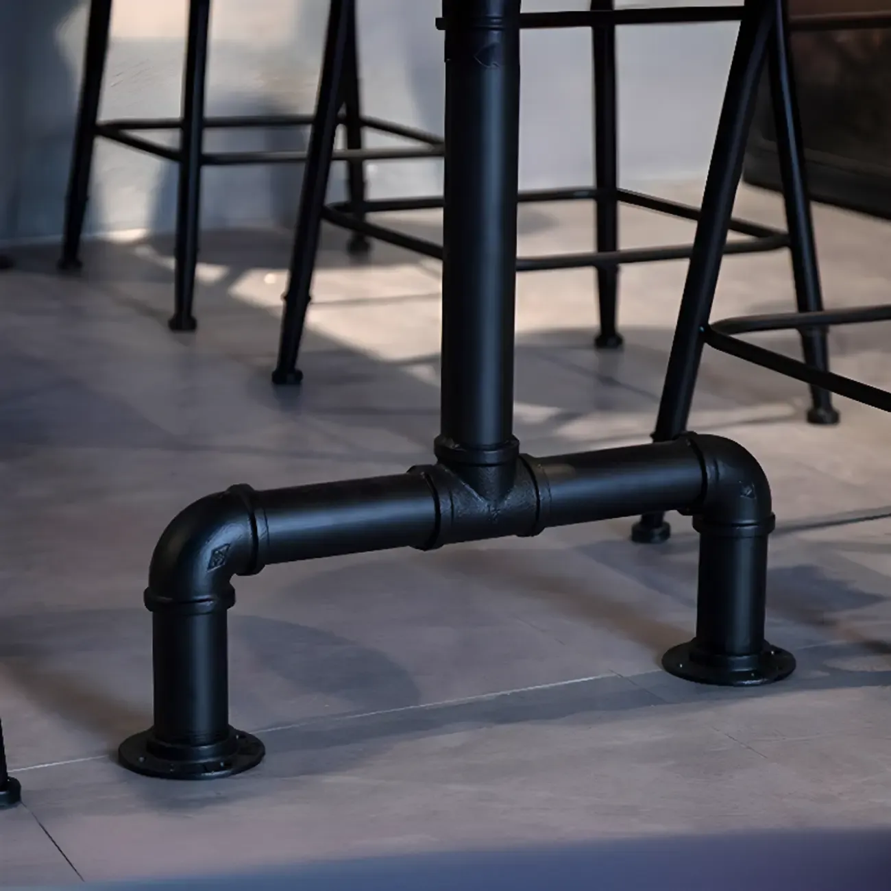 Industrial Brown Wooden Fixed Top Metal Leg Bar Tables