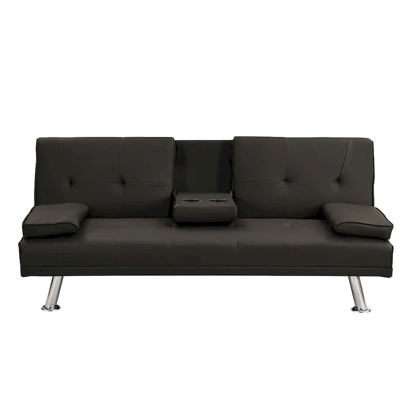 Modern Convertible Adjustable Sofa Bed - Faux Leather Recliner Double Sofa