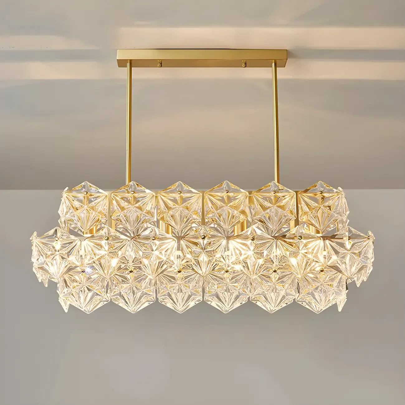 Kitchen Elegant Gold Crystal Pendant Light