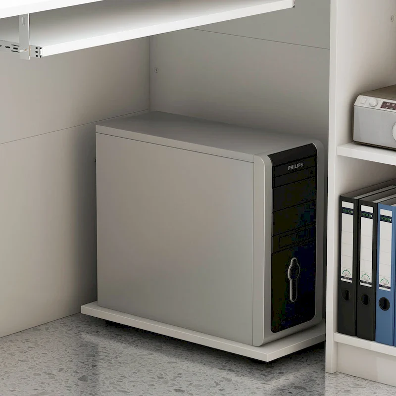 Timechee 55.1W LShape Wood Reception Desk Computer Desk Keyboard Tray