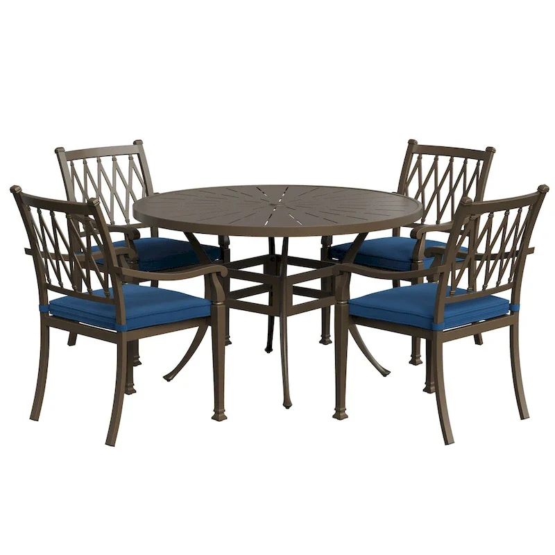 4 - Person Round Outdoor Dining Set with Cushions