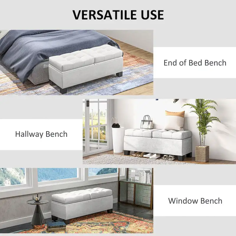 Upholstered End of Bed Bench with Steel Frame