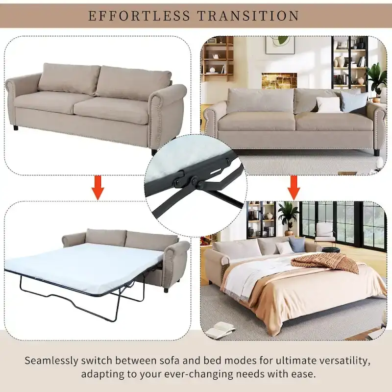 80.7  2-in-1 Sofa Bed Sleeper with Large Mattress
