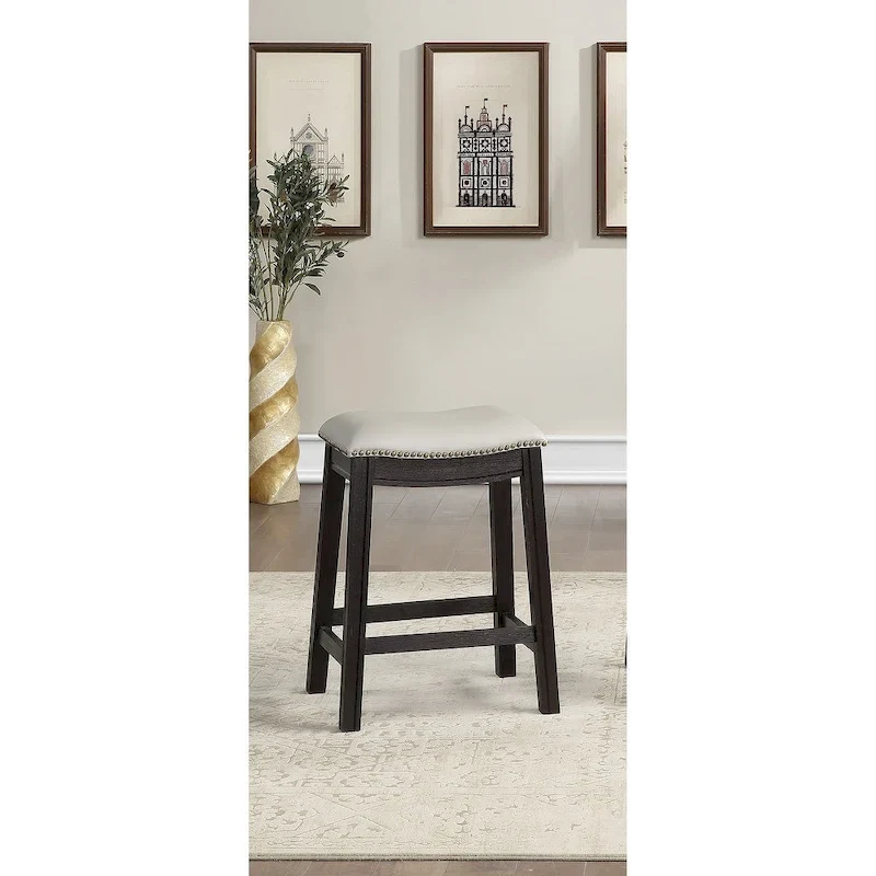Grey PU Upholstery Bar Stool, Set of 2