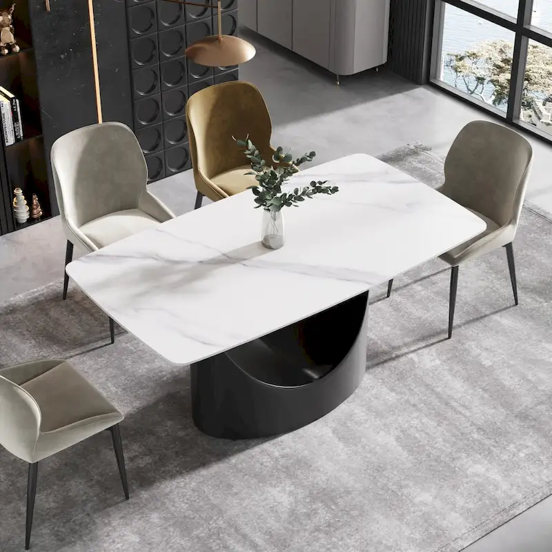 63 inch Modern White Rectangular Dining Table
