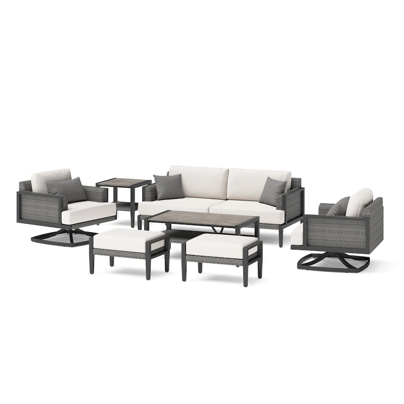 Vistano 18 Piece Sunbrella Outdoor Patio Estate Dining Group - Canvas Flax