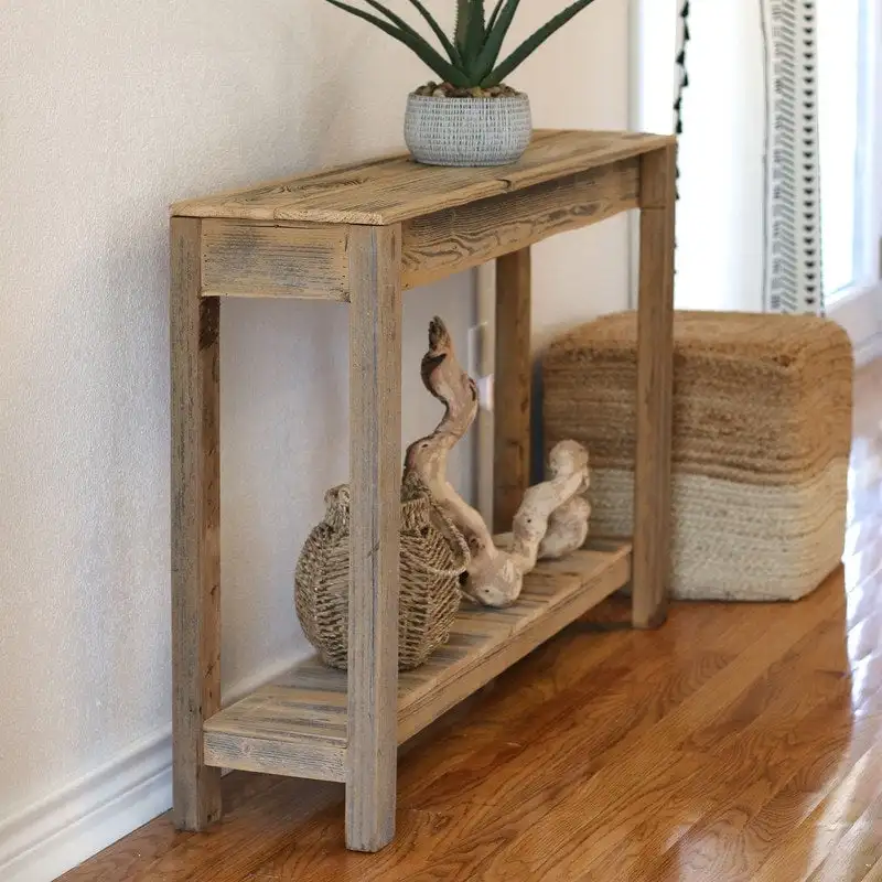 Natural Unfinished Minimilist Console Table