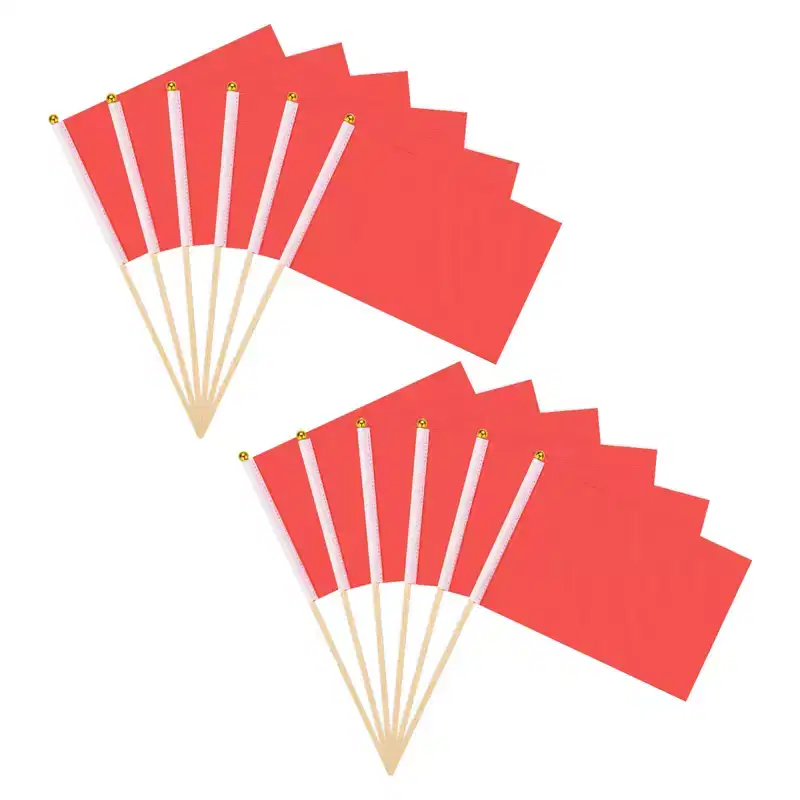 Unique Bargains Mini Sublimation Polyester Hand Held Plain Flags 12 Pcs
