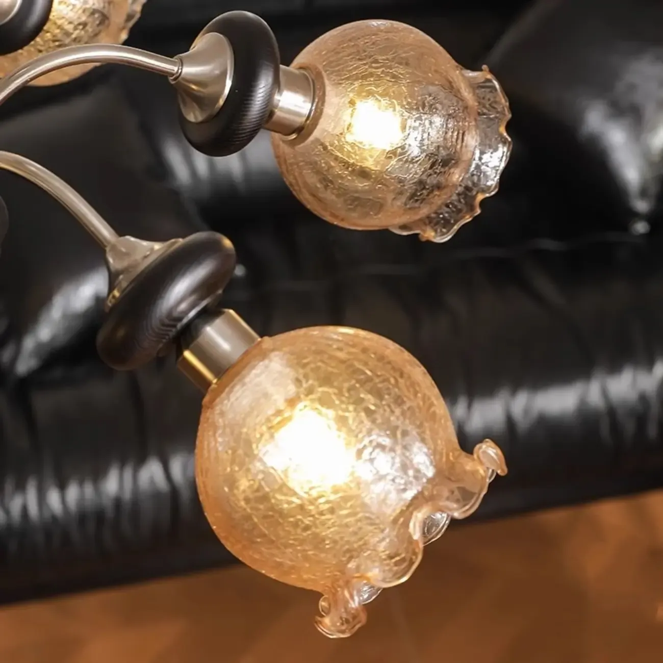 Black Crystalline Glass Globe Modern Chandelier Lights