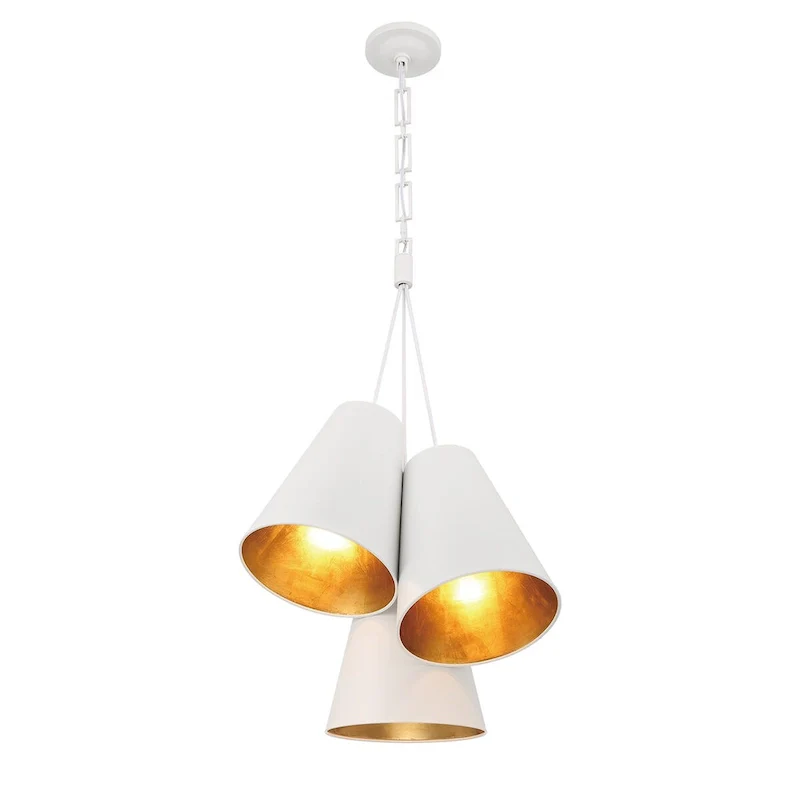 Brian Patrick Flynn Alston 3 Light Matte White + Antique Gold Pendant