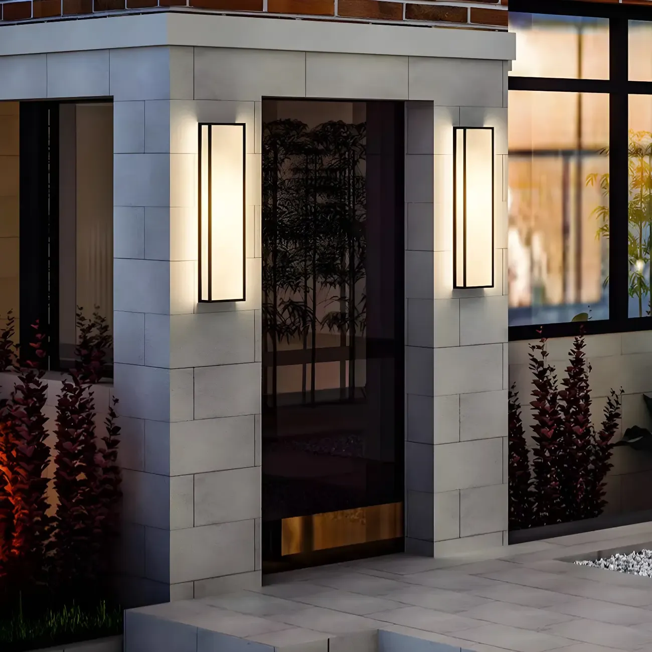 Modern Metal Black Rectangle Wall Light for Outdoor