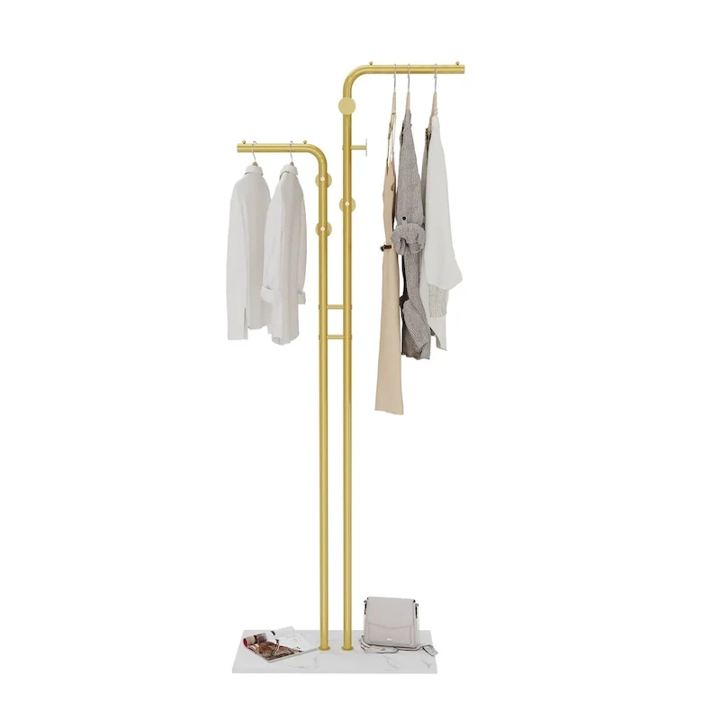 Coat Rack with Marble Base Entryway Coats Hanger Stand with 5 Hooks - 24 x12 x70