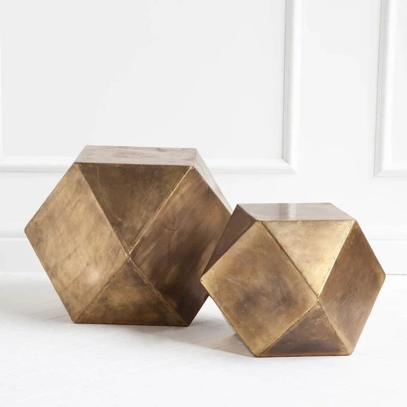 Hexagonal Brass Plated End/Side Table