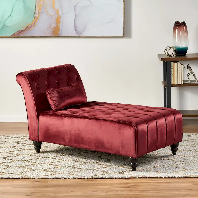 Rubie Modern Glam Tufted Velvet Chaise Lounge by Christopher Knight Home