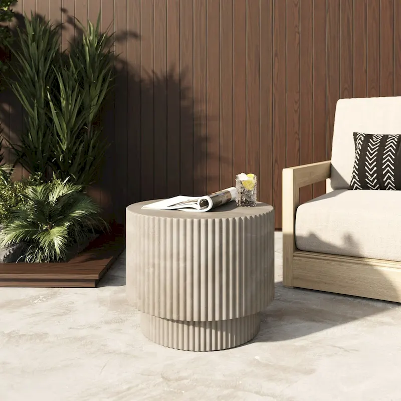 Dark Grey Concrete Round End Table, Single Use