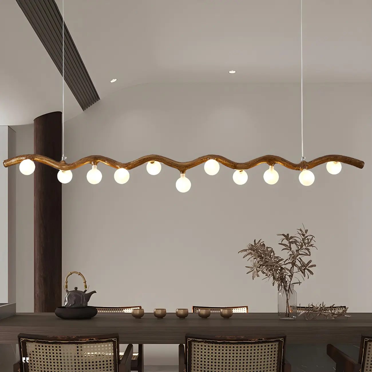 Modern Brown Glass Linear Island Pendant Light