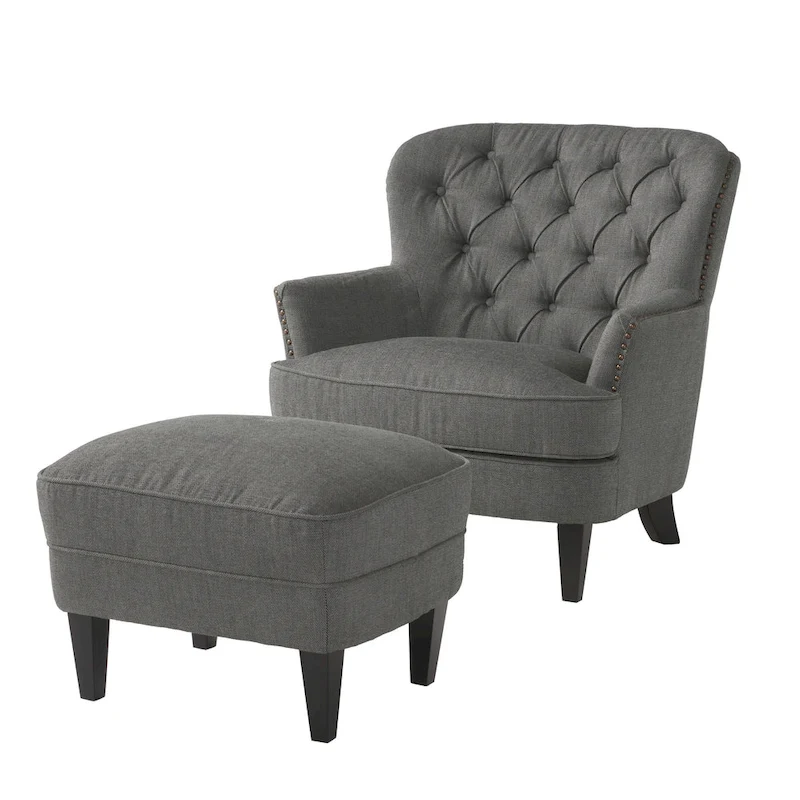 Tafton Tufted Club Chair with Ottoman by Christopher Knight Home